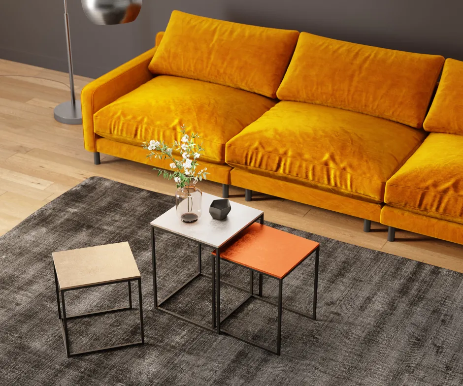 Zestaw Trzech Stolików Kawowych Loft Square Aluminum Kolorowe*KARE Design Outlet